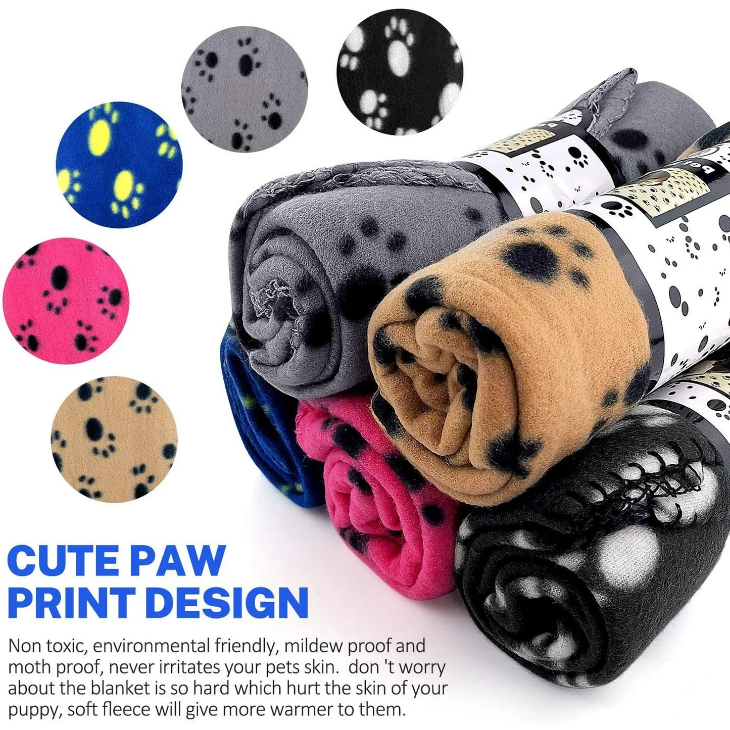 Livhil 5 Pack Large Fleece Dog Blanket, 38 x 27 inch