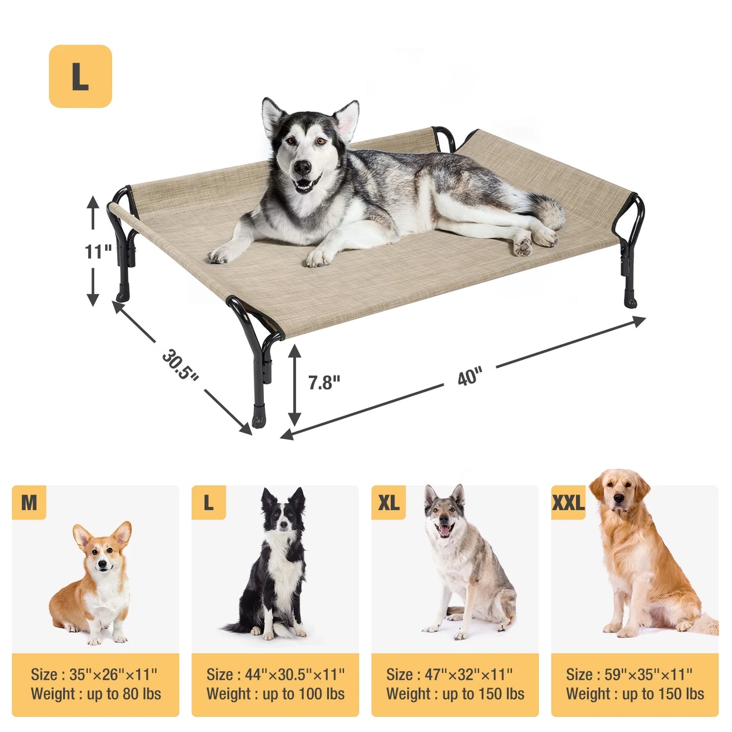 Veehoo Cooling Elevated Dog Bed with Guardrail & Slope Headrest