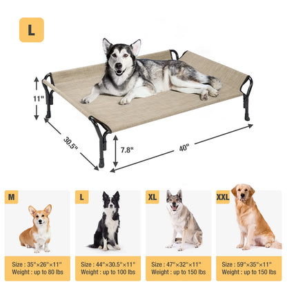 Veehoo Cooling Elevated Dog Bed with Guardrail & Slope Headrest