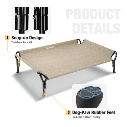 Veehoo Cooling Elevated Dog Bed with Guardrail & Slope Headrest