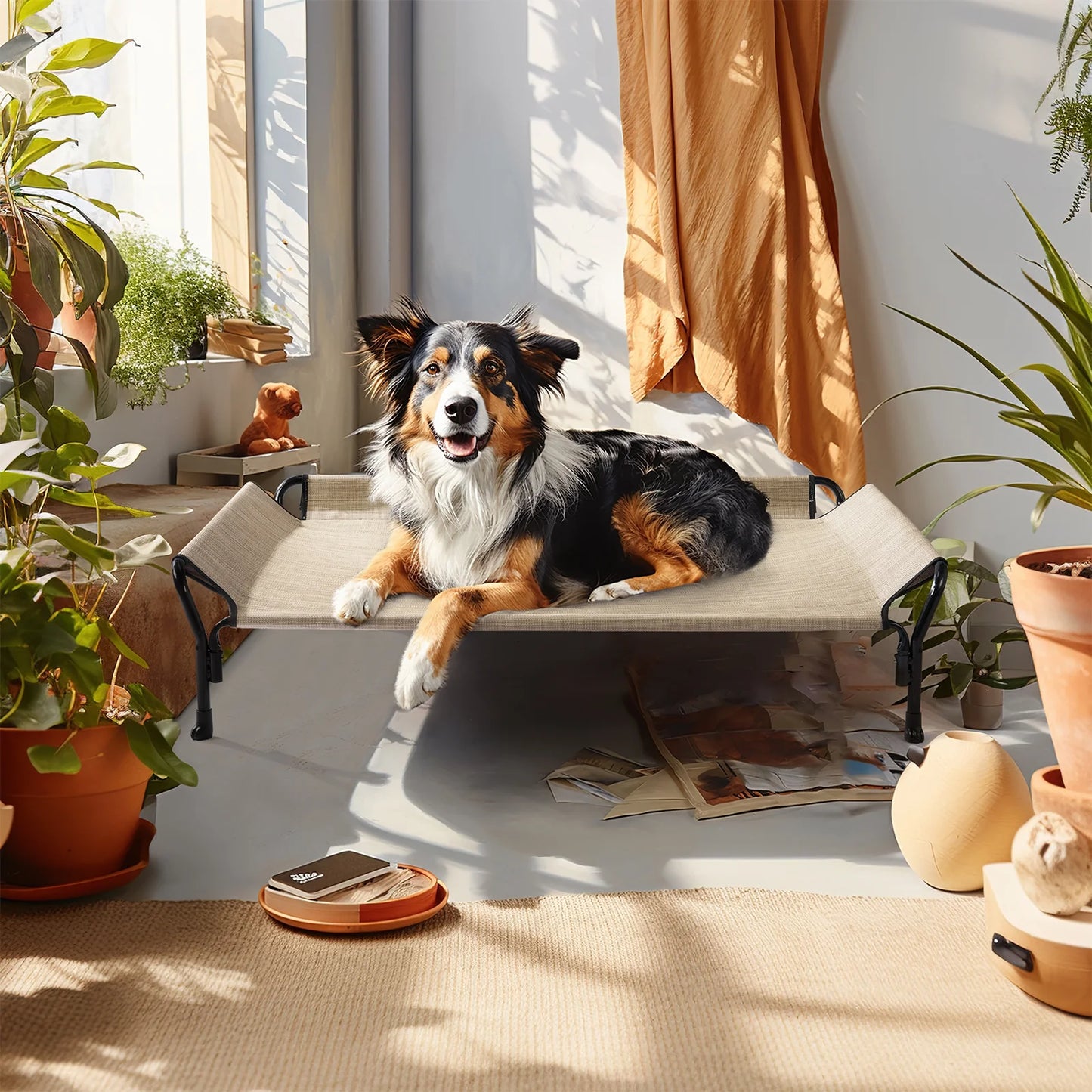 Veehoo Cooling Elevated Dog Bed with Guardrail & Slope Headrest