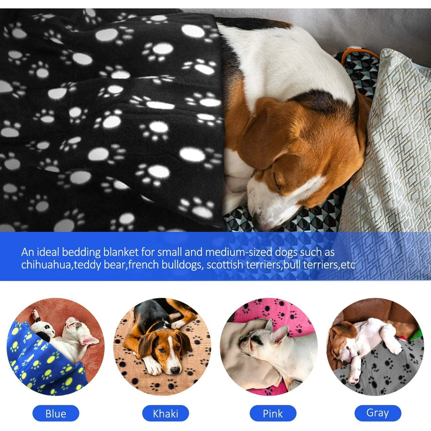 Livhil 5 Pack Large Fleece Dog Blanket, 38 x 27 inch