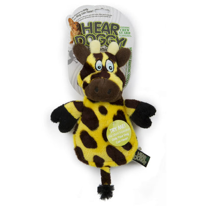 HEAR DOGGY!® Flattie Giraffe Plush Dog Toy with Chew Guard & Silent Squeak Technology
