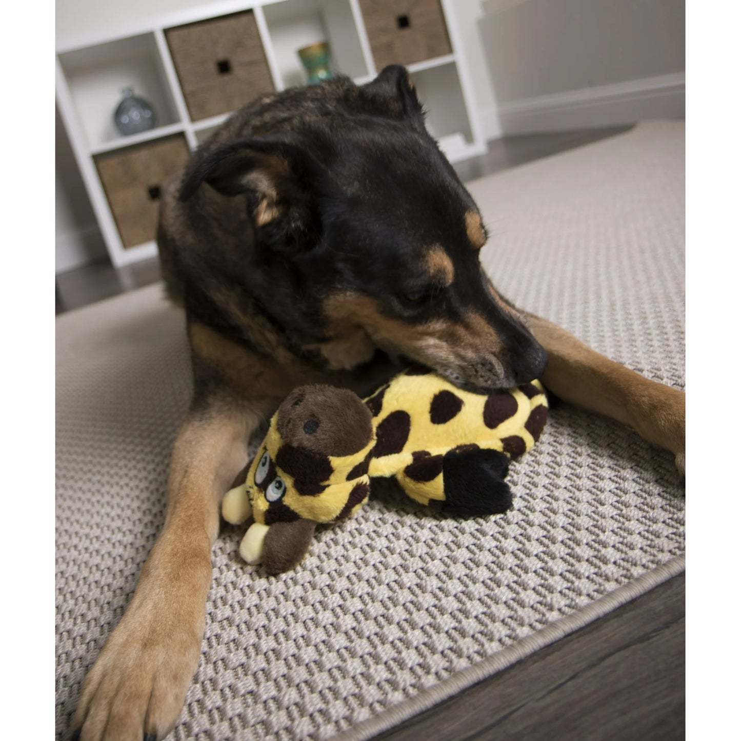 HEAR DOGGY!® Flattie Giraffe Plush Dog Toy with Chew Guard & Silent Squeak Technology