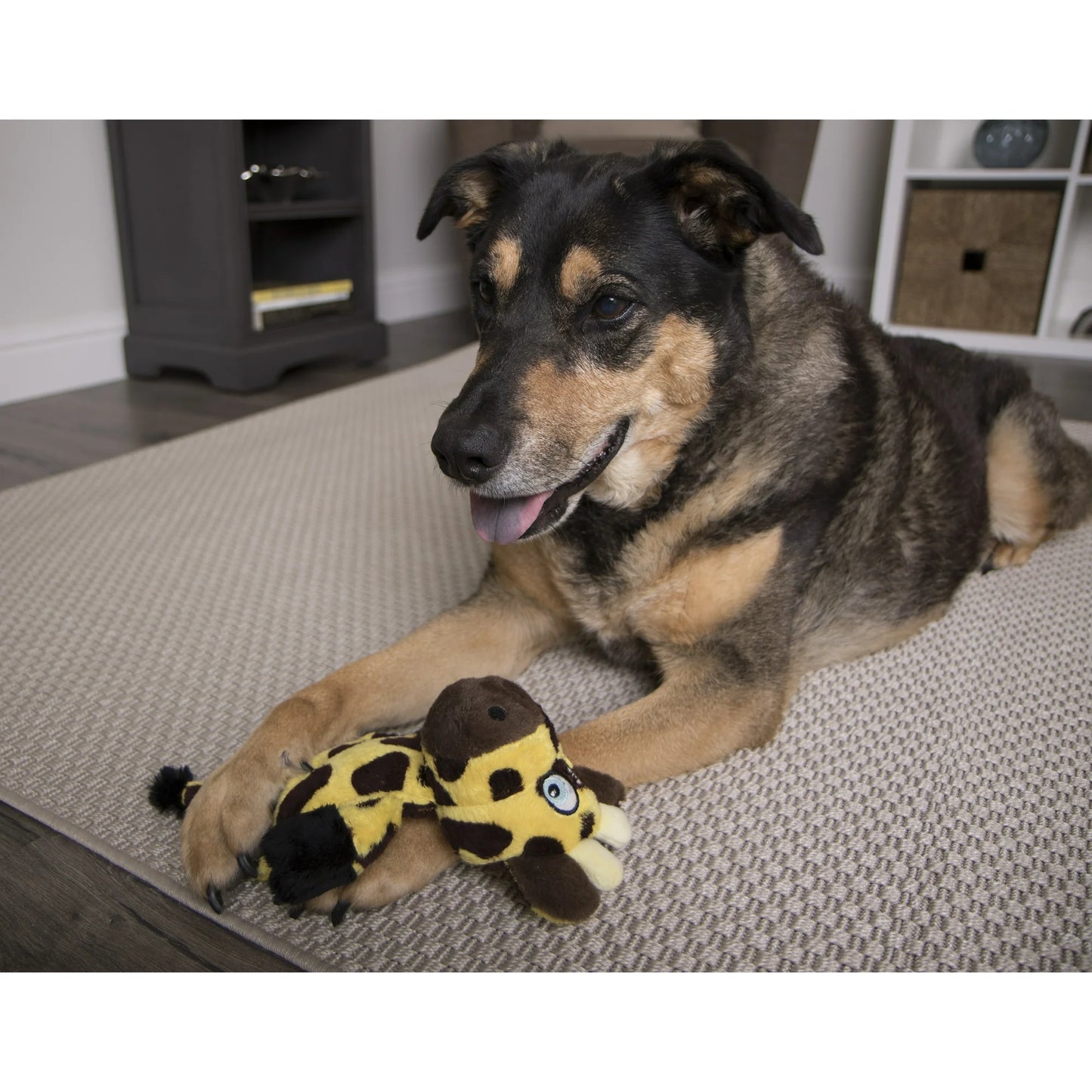HEAR DOGGY!® Flattie Giraffe Plush Dog Toy with Chew Guard & Silent Squeak Technology