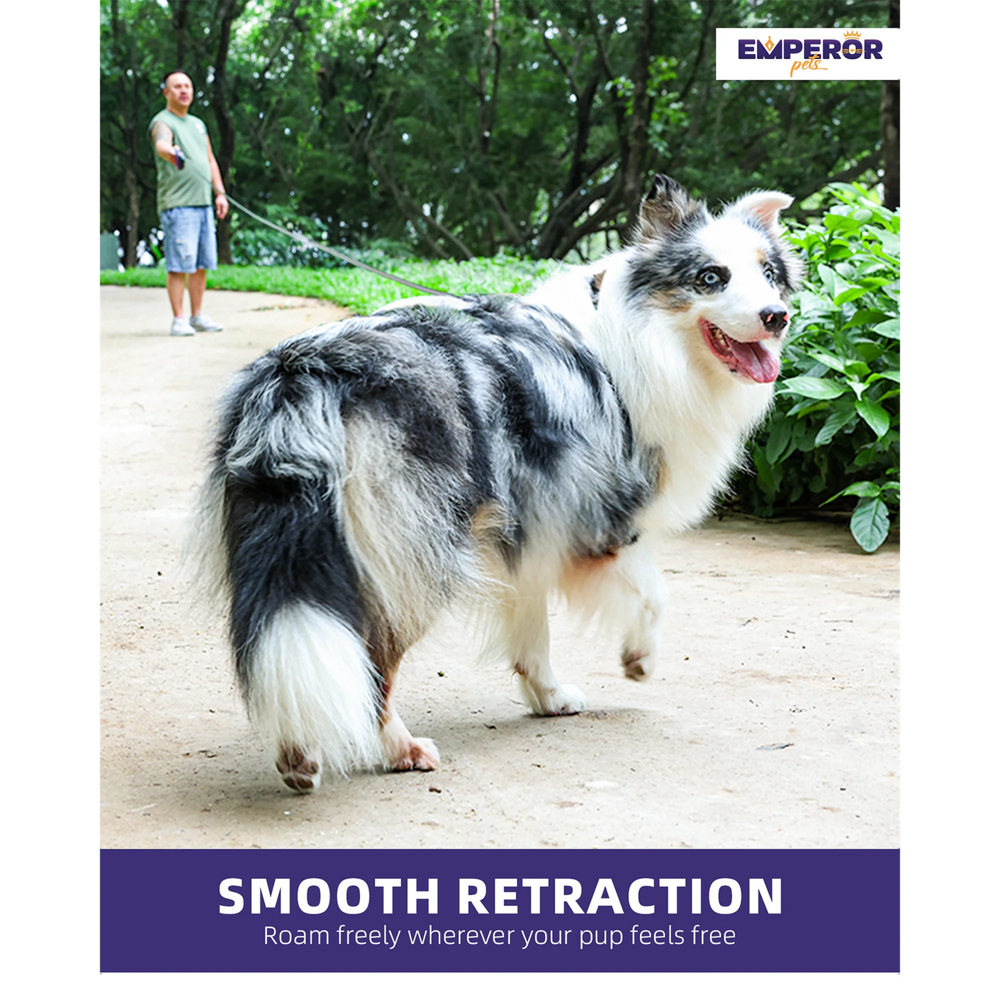 Emperor Pets 26 ft Retractable Dog Leash for Large Dogs (Blue)