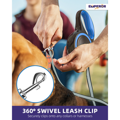 Emperor Pets 26 ft Retractable Dog Leash for Large Dogs (Blue)