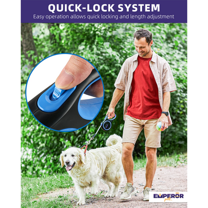 Emperor Pets 26 ft Retractable Dog Leash for Large Dogs (Blue)