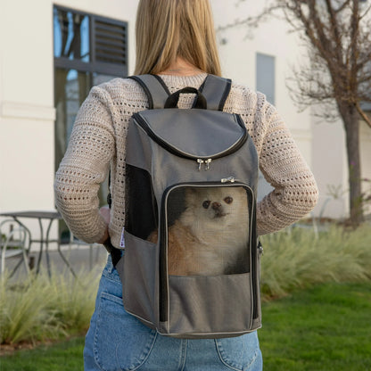 TrustyPup Medium Cat & Dog Travel Pet Backpack, Gray, 16 lb Limit