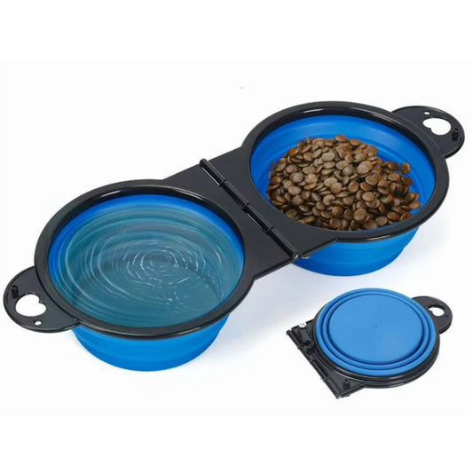 Collapsible 2-in-1 Portable Travel Dog Bowls with Carabiner