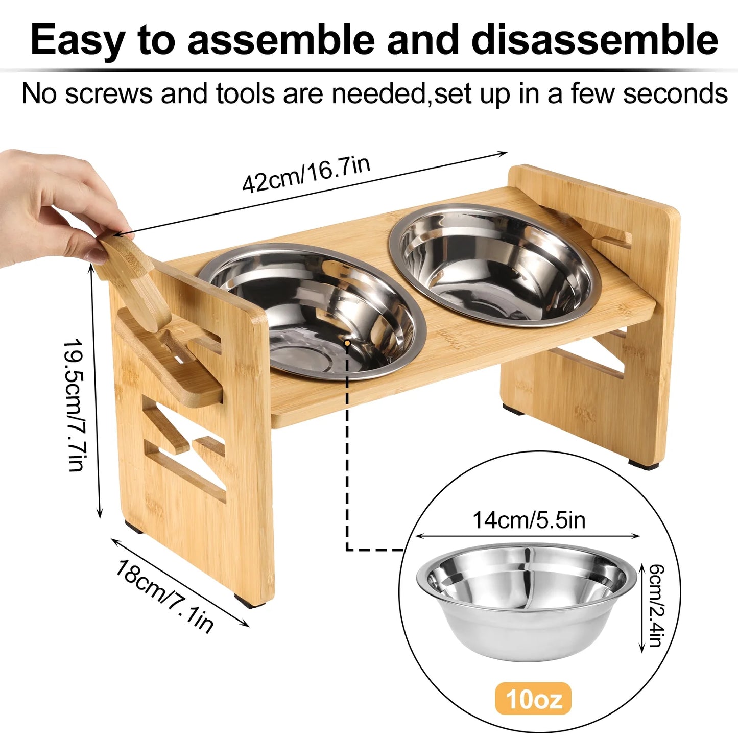 Qweryboo Elevated Adjustable Dog Bowls with Stainless Steel Bowls