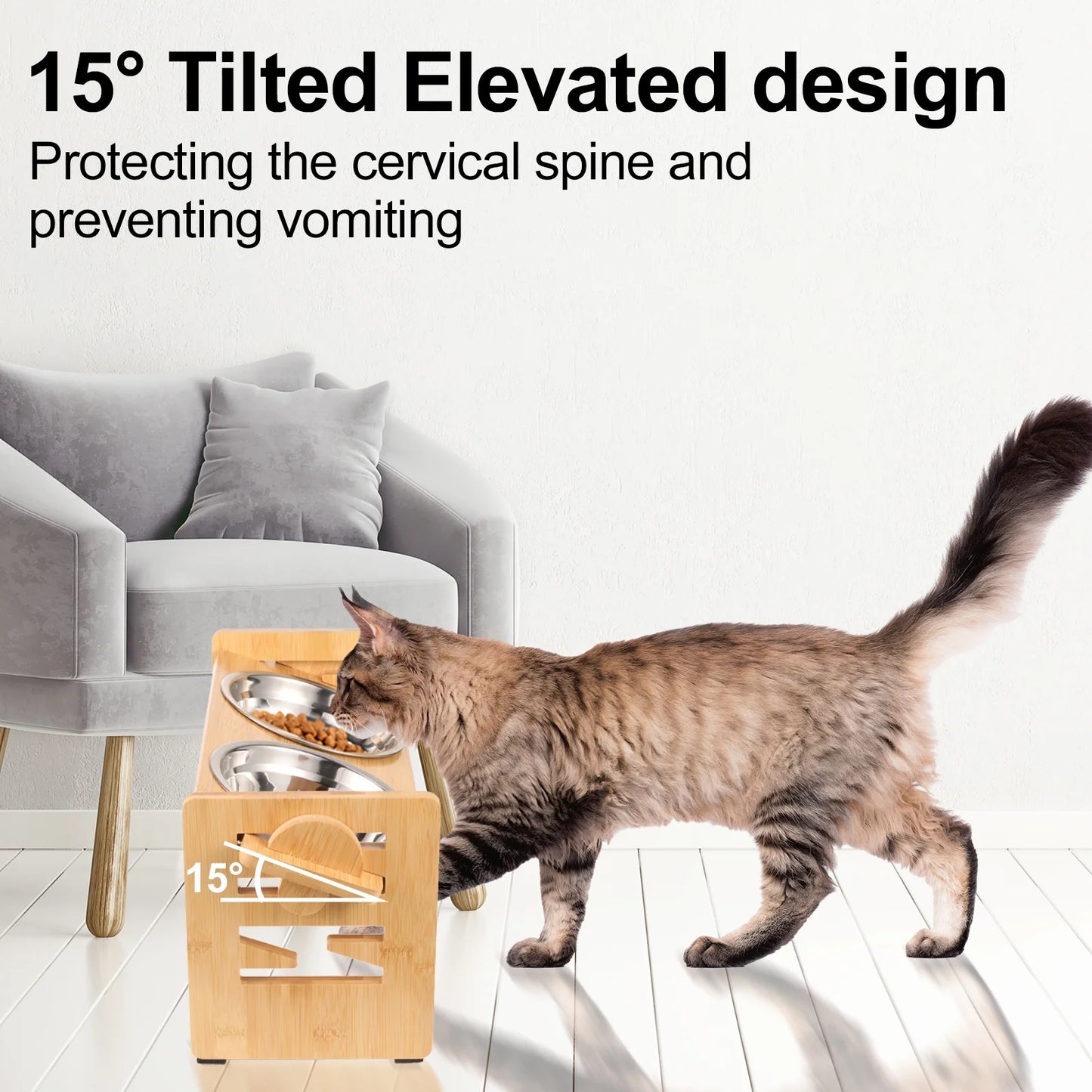 Qweryboo Elevated Adjustable Dog Bowls with Stainless Steel Bowls