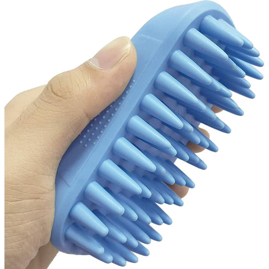 Pet Silicone Shampoo Brush for Long & Short Hair Dogs & Cats (Blue)