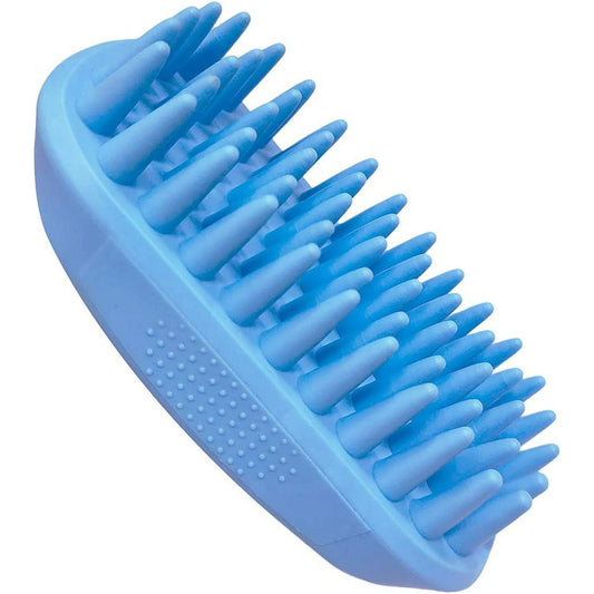 Pet Silicone Shampoo Brush for Long & Short Hair Dogs & Cats (Blue)