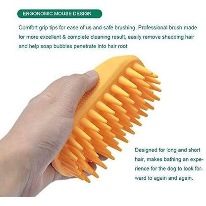Pet Silicone Shampoo Brush for Long & Short Hair Dogs & Cats (Blue)