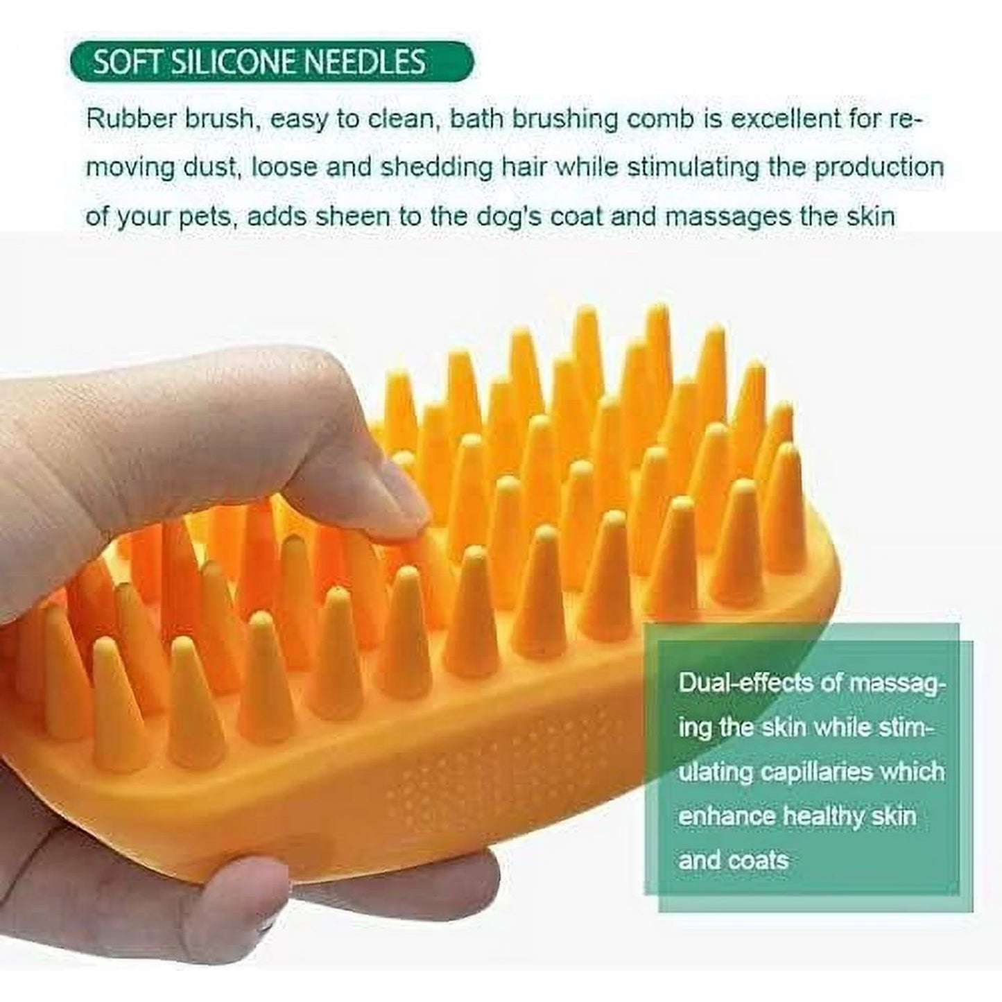 Pet Silicone Shampoo Brush for Long & Short Hair Dogs & Cats (Blue)