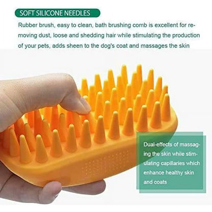 Pet Silicone Shampoo Brush for Long & Short Hair Dogs & Cats (Blue)