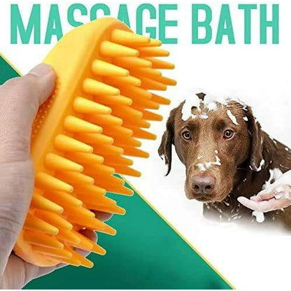 Pet Silicone Shampoo Brush for Long & Short Hair Dogs & Cats (Blue)