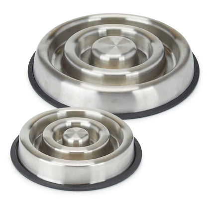 Stainless Steel Heavy Duty Slow Feeder Dog Bowl, Anti-Slip (Large)
