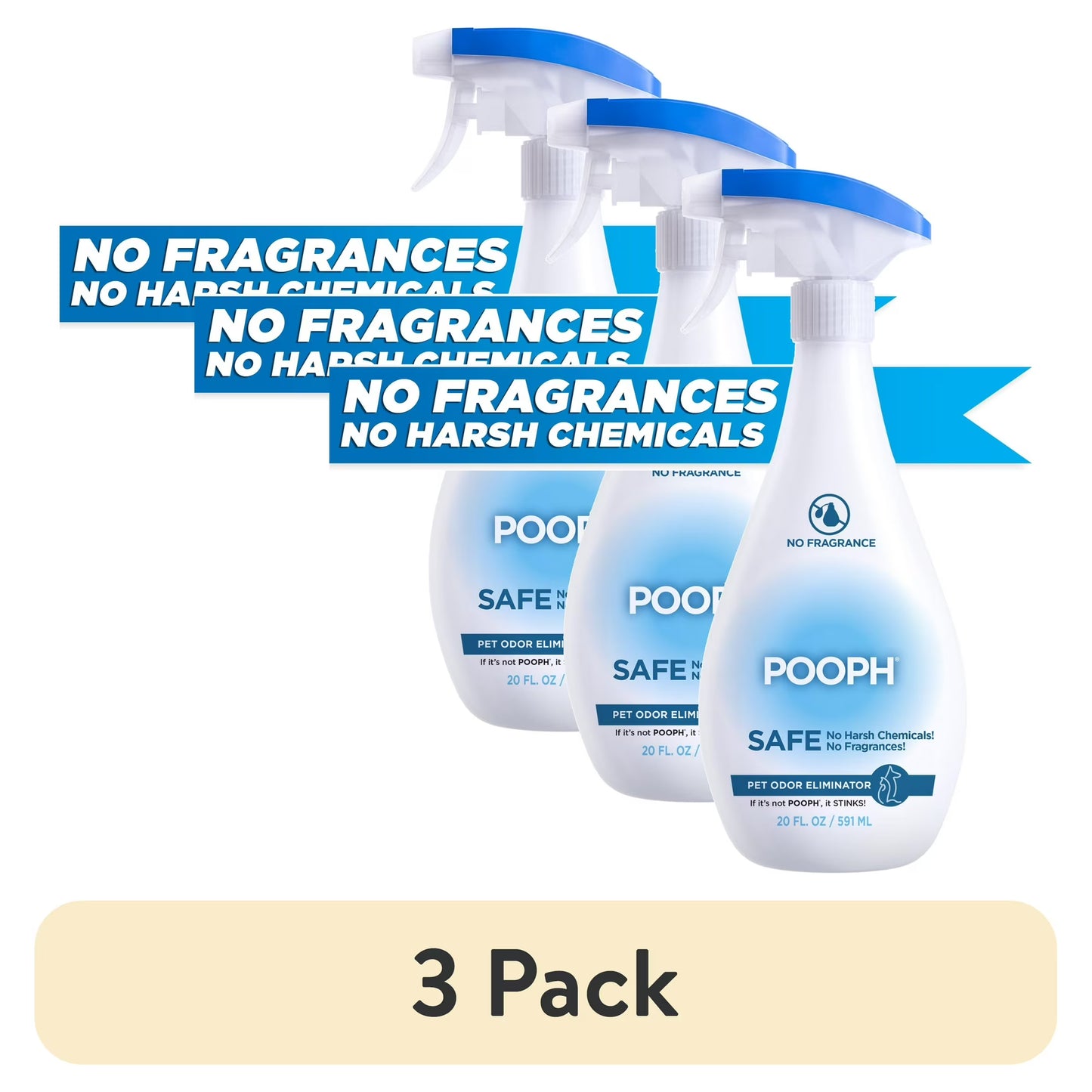 Pooph Pet Odor Eliminator Spray, Fragrance Free (3 Pack, 20 oz)