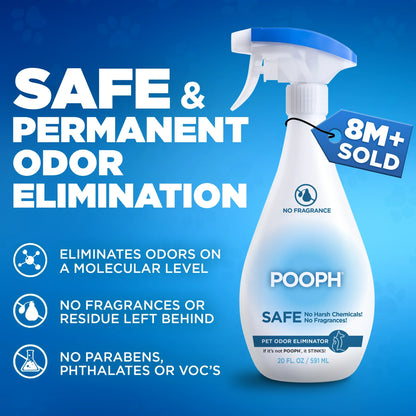 Pooph Pet Odor Eliminator Spray, Fragrance Free (3 Pack, 20 oz)